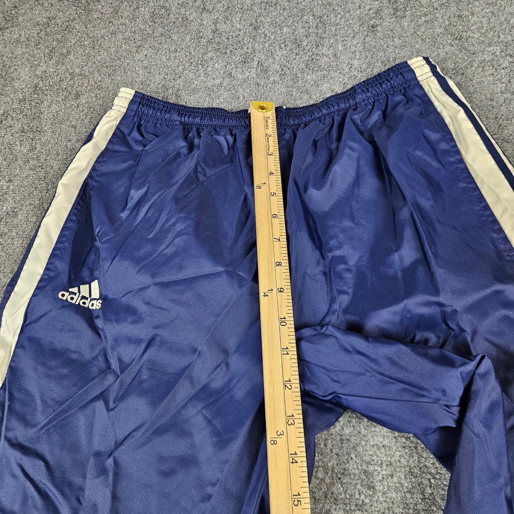 Vintage Adidas Team Navy Blue White Stripe Nylon Track Pants 2001 Mens Small - Picture 2 of 7